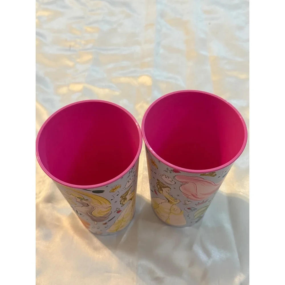 Disney Princess Fairytale Life Plastic Tumblers Set of 2 Ariel Rapunzel Belle